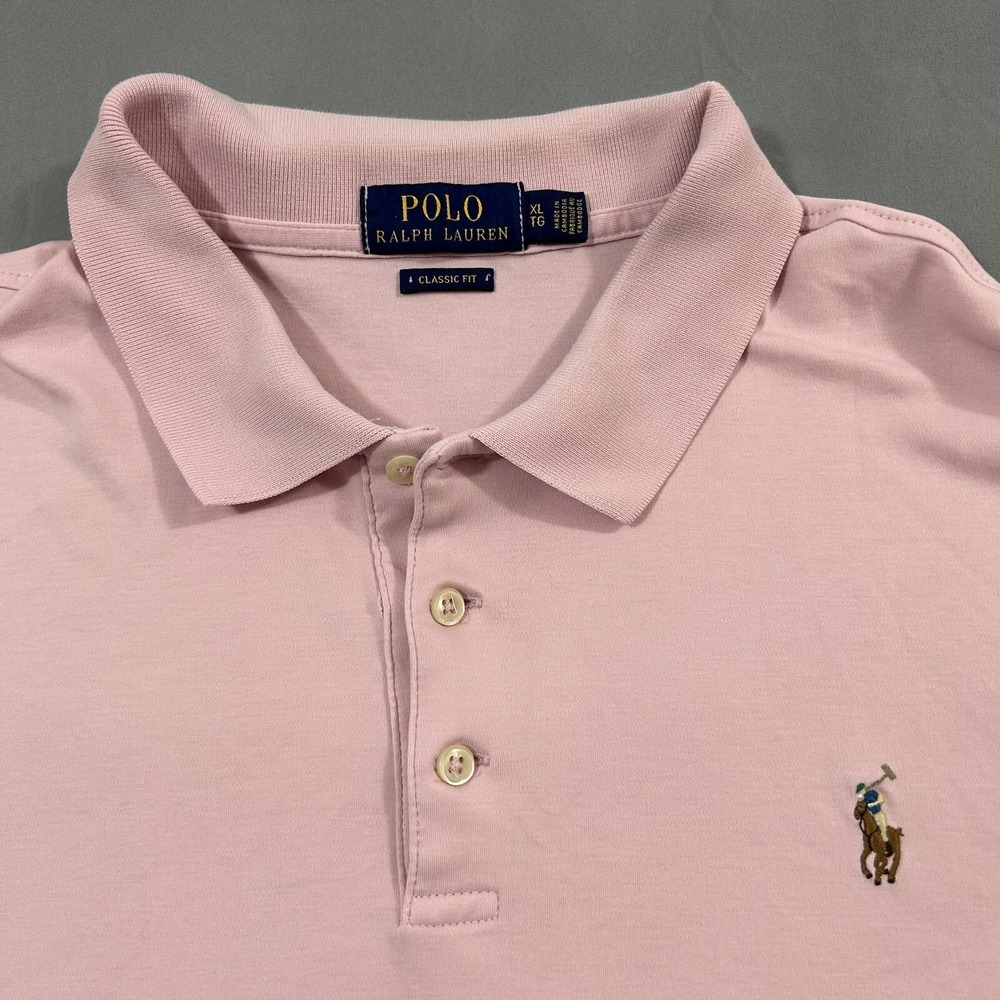 Polo Ralph Lauren Men's Polo Shirt XL Flesh Pony Pink Casual Preppy Summer Golf - Picture 2 of 6